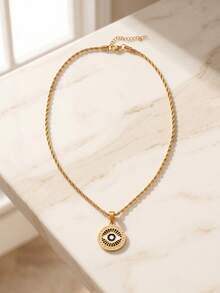 Stainless Steel Evil Eye Necklace - Multicolor - View 5