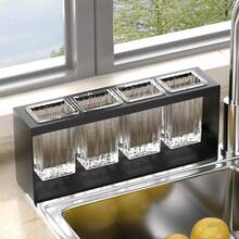 Clear Glass Tube Silverware Caddy, Punch-Free Countertop Cutlery Drainer Rack, Multifunctional Kitchen Chopstick Fork Spoon Storage Holder 2 Colors Optional - Multicolor - View 6