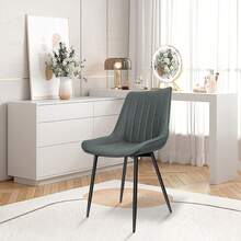 Set Of Two Vertically Striped Dining Chairs – Kitchen Chairs – Salon Chairs – Technical Fabric – Non-Slip – Easy Assembly – Simple Style – Maximum Load Capacity: 120 Kg - Dark Grey - View 8