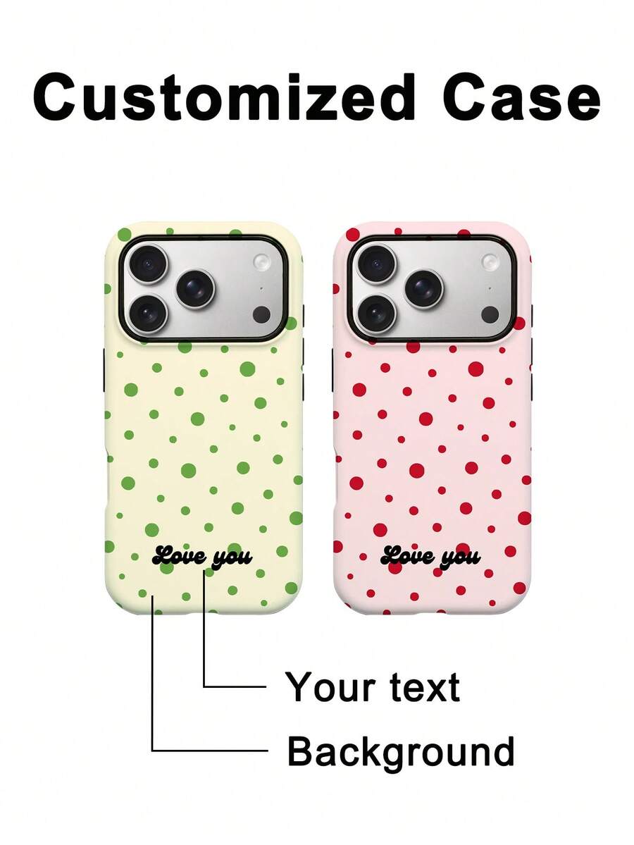 GIIPPA 1pc Customized Name Polka Dot Phone Case, Film Matte 2-In-1 Phone Protective Cover, Compatible With IPhone 17/16/15/14/13/12/11, Galaxy S26 S25 S24 Ultra/Plus/Fe, Back To School Gift, Valentine's Day Gift, Birthday Gift - Multicolor - View 1