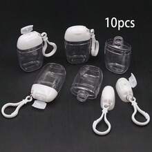 10pcs 1oz(28.3g) 30ml Clear Empty Bottles, Hand Sanitizer Travel Holder With Hook Keychain, White Flip Cap, Reusable Portable Empty Bottles, Refillable Cosmetic Containers, Suitable For Liquids, Lotions, Creams - Transparent Flip-top Keychain 10pcs - View 12