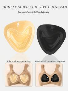 2pcs/Set Bantalan Payudara Tak Terlihat Perekat Dua Sisi, Bantalan Peningkat Payudara Tanpa Jahitan, Dapat Digunakan Kembali, Cocok untuk Atasan Tanpa Lengan, Gaun Tanpa Punggung, Pakaian Renang, dan Bra Olahraga - MultiWarna - View 2