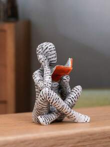 1pc Resin Abstract Sitting Reading Figure Ornament, Twisted Text Contemplating Human Sculpture, Ins Style Abstract Reader Desktop Decor, Vintage Literary Resin Statue - Anime Figures - Toys For Adults Women - Toy Weapons - Multicolor - View 5