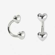 Luxury Exquisite Jewelry 925 Sterling Silver New Fashion Design Brushed Finish Double Heart U-Shaped Earrings Pierced Studs For Women Daily Wear - Heart U-shaped Earrings - View 9