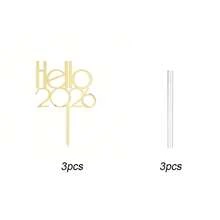 1件/3件 Hello 2026 金色壓克力蛋糕裝飾插牌，適用於新年、聖誕派對蛋糕裝飾 - 彩色 - 查看 24