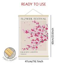 1pc Spring Floral Canvas Poster, Japanese Cherry Blossom Art Print, Modern Retro Wall Art Decor, Frameless Garden Art, Suitable For Living Room, Bedroom, Kitchen, Bathroom, Home Office, Indoor Use, Artistic Landscape Theme, Ink Material, Vertical Orientation - Multicolor - View 15