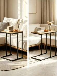 Simple Side Table In The Shape Of The Letter C, Designed To Fit Into Sofa Gaps, With Storage And A Small Nightstand For Dark Living Rooms - Champagne - View 4