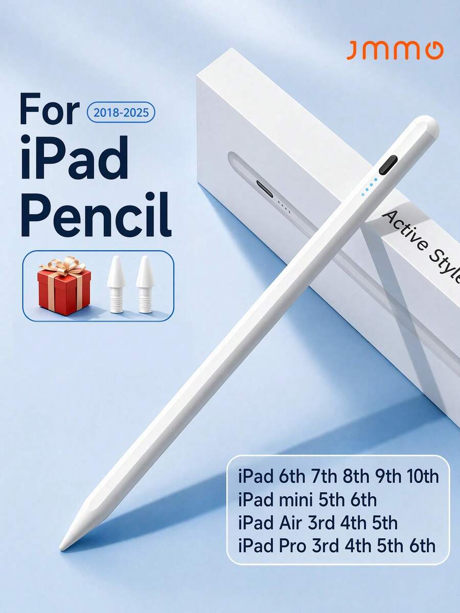 JMMO Capacitive Stylus Pen Compatible With Apple Pencil 1/2, Palm Rejection Design, Multiple Optional Colors With Magnetic Attachment, Universal Stylus For Apple Tablets, Compatible With Apple Official Pen, Built-In 90mAh Large Capacity Battery