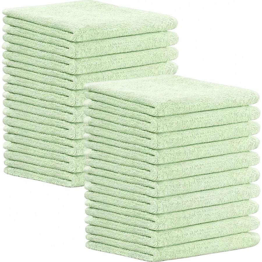 Pack Of 20 Face Towels - Economy Cheap 10x10 Inches - Lightweight Quick Drying Towels Sets For Commercial Uses, Gym, Salon, Spa & Hair - Green - View 1