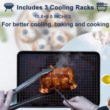 Hunnycook 15.8*9.8 Cooling Rack, 3 Stainless Steel Baking Rack, Oven Cooling Racks Baking, Black Roasting Rack & Cake Rack & Cookie Cooling Rack, Baking Accessories Grilling And Drying - 15.8"x.9.8" Cooling Rack Biack - View 4