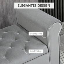 Upholstered Bench, Bed Bench, Sitting Bench In Velvet Look, Hallway Bench With Storage For Bedroom, Up To 120 Kg Load Capacity, Grey, 126 X 48.5 X 47 Cm - Light Grey - View 6