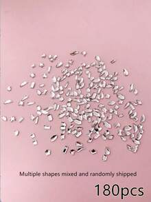 A Bag Of 180 Mini-Size White Flat Bottom Shaped Diamond Nails Jewelry Popular Online Flash Diamond Decoration Shape Random Nails Gems Nail Art Nails Charms Nails Supplies Multiple Shapes Mixed And Randomly Shipped - Clear - View 6