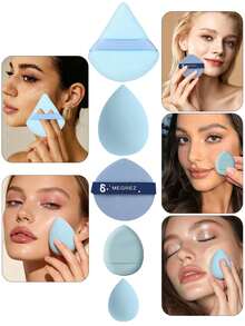 50PCS All-In-One Makeup Tools Set, Soft Makeup Sponges, Mini Sponges, Triangle Powder Puffs, Air Cushion & Mini Air Cushion Puffs For Foundation Concealer Loose Powder Setting, Wet Dry Dual Use Cosmetic Applicators, Daily Makeup Accessories For Women - Baby Blue - View 11