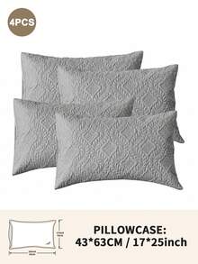 1/2/4pcs Waterproof Quilted Floral Embossed Pillowcase Protector, Soft Polyester Pillowcase With TPU Backing, Breathable Water-Repellent Pillowcase, Machine Washable Easy Care Bedroom Bedding, Standard/Queen/King Size - Grey - View 20