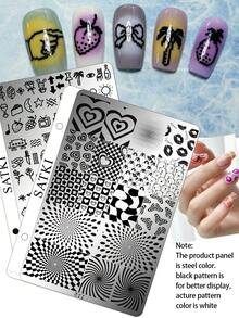 satki 1pc Nail Art Stamping Plate With Plaid Line Geometric Pattern, Ocean Style Mermaid DIY Nail Polish Transfer Tool, Suitable For Nail Salon Nail Supplies, Nail Tools, Suitable For Artificial Nails - Multicolor - View 2