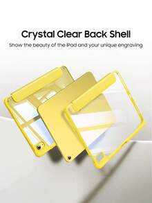 Compatible With IPad 11th Generation 2025 & 10th Generation 2022, Ultra-Light Trifold Protective Case With Stylus Holder, Clear Transparency Back, Auto Sleep/Wake,Yellow - Yellow - View 7