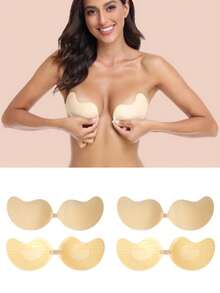 Women's Invisible Push-Up Strapless Bra, DEF Plus Size Adhesive Bra Pads, Lingerie Accessories - Apricot - View 1