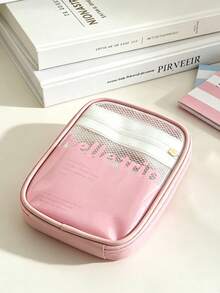 1PC Transparent Mini Makeup Bag, Ins Style Design, Waterproof And Wear-Resistant PVC Material, Large Capacity Partitioned Storage, Can Store Lipstick, Eyeshadow, Powder, Sample Skincare Products, Cleaning Swabs And Other Beauty Essentials - Multicolor - View 2