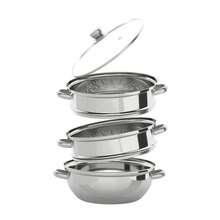 28cm/11in 3-Tier Stainless Steel Steamer Pot With Glass Lid, Silver Multi-Layer Steam Cookware, Dishwasher , Compatible With Induction And Gas Hobs For Home Cooking - View 7