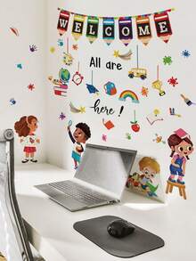 1pc Multi-Size Creative Letter PVC Self-Adhesive Removable Wall Sticker, Letter Train, Big Tree Puzzle Letter Decoration Self-Adhesive Wall Sticker Suitable For Bedroom, Living Room, Study, Dining Room, Classroom Background Wall - Multiple Styles - View 12