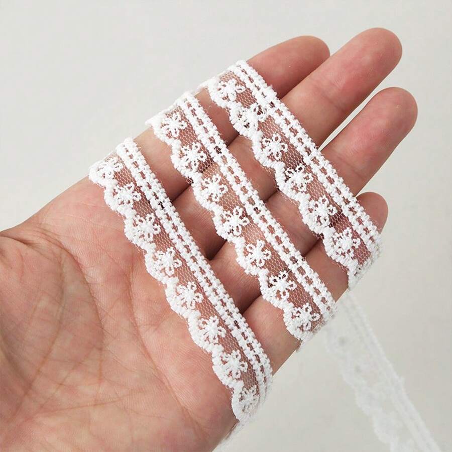 2M 白色波浪花卉蕾絲緞帶 1.5CM 寬 DIY 衣飾禮品包裝裝飾飾邊 - 絲帶 - 查看 1