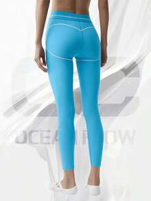 Airbrush High-Waist 7/8 Heart Throb Legging - 天藍色/白色 - 查看 2