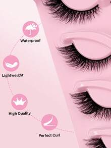 Hinarin 5對貓眼假睫毛 3D假睫毛 薄款自然風 15mm D捲度 6D效果 濃密狐狸眼假睫毛 假睫毛條 - 眼尾拉長款 - 查看 4