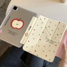 Korean Style INS Colorful Star Red Apple Tablet Protective Case Compatible With Apple 11th Gen Minimalist 10th Gen Tablet Protective Case With Pencil Slot Air 82026 New Pro 11 Fashion Mini 7 Cute Air 7/6 Snap Closure 11 Inch Girls Tablet Protective Cover Boys Tablet Protective Case - Beige - View 1