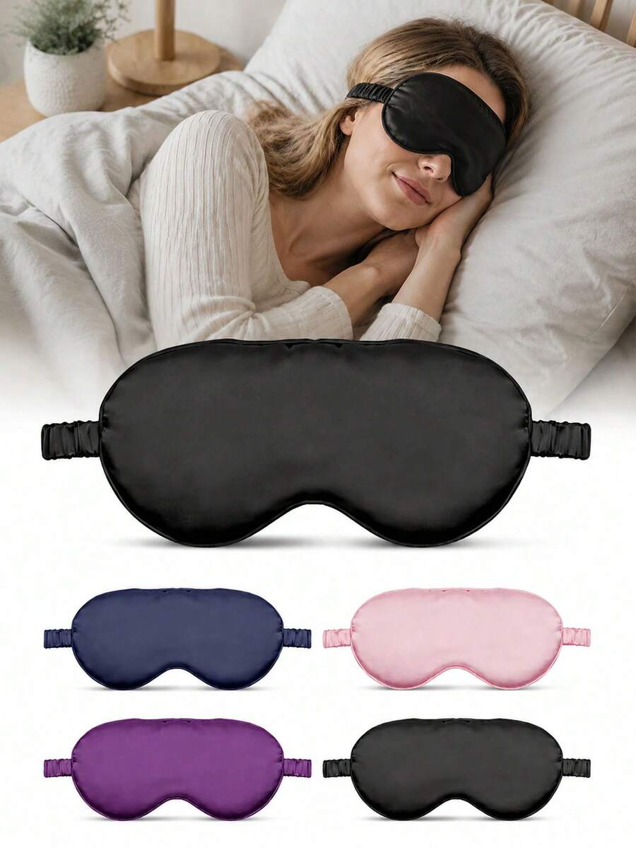 1pc Super Soft Faux Silk Eye Mask, Black Light-Blocking Sleep Mask, Suitable For Relieving Insomnia Symptoms, Suitable For Men And Women For Napping And Sleeping, Suitable For Long-Distance Flights And Deep Sleep During Travel, Suitable For Business Travel, Yacht Travel And Back To School Essentials, Rest Essentials And Accessories - A - View 1