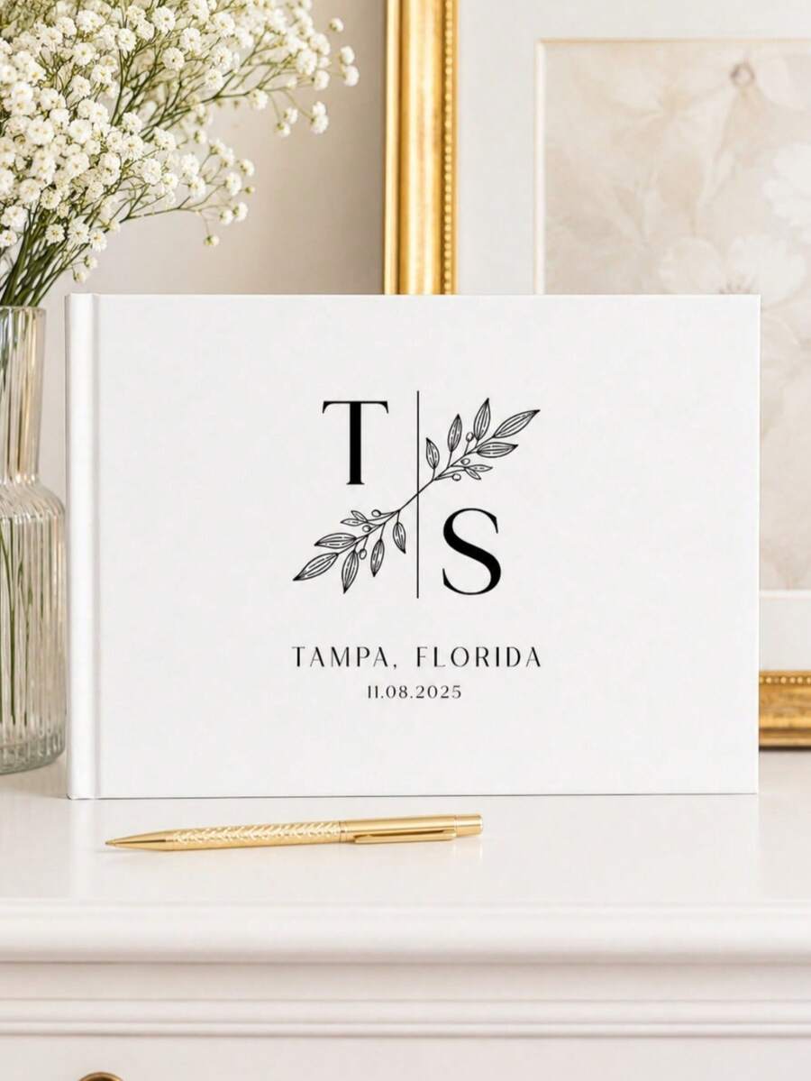 Customized Wedding Guest Book Linen Photo Album Personalized Linen Hardcover Photo Album Wedding Commemorative Album Anniversary Memory Book Couple Gift - Multicolor - View 1