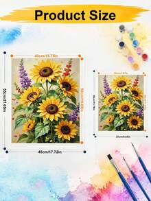 1 Set Digital Painting Kit, Suitable For Beginners, Sunflower Coloring Set - Adult Beginner Set, Birthday Gift, Anniversary Gift, Holiday Gift, Home Decor - A - View 6