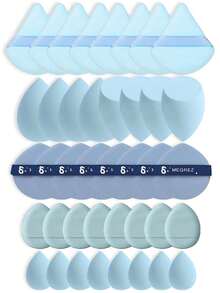 50PCS All-In-One Makeup Tools Set, Soft Makeup Sponges, Mini Sponges, Triangle Powder Puffs, Air Cushion & Mini Air Cushion Puffs For Foundation Concealer Loose Powder Setting, Wet Dry Dual Use Cosmetic Applicators, Daily Makeup Accessories For Women - Baby Blue - View 8