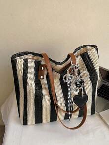 Classic Large Capacity Tote Bag, Fashionable Practical Multi-Functional Commuter Shoulder Bag, Suitable For Daily Outings, Shopping And Vacation - Multicolor - View 11