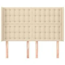 Headboard With Ears Cream 147x16x118/128 Cm Fabric - Cream - View 2