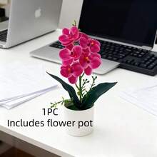 1件白色人造蝴蝶蘭盆栽植物，適合全年室內居家裝飾 - 彩色 - 查看 11
