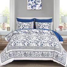 7 Piece Floral King Bed Comforter Set, Blue Flowers Branch On White Botanical Bedding Set, Soft Microfiber Bedding Comforter Sets With Sheets For All Season. Room Decor, Bedroom Decor, Wedding Decoratiion,Halloween Decor, Cheistmas. - 藍色 - 查看 6