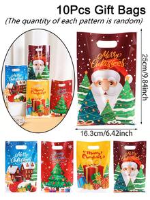 10/20/50pcs Christmas Gift Bags,Cute Santa Xmas Tree Pattern Goodie Bags,Xmas Tote Bags For Gift Wrapping,Holiday Party Favor Bas For Family Gathering - Multicolor - View 12