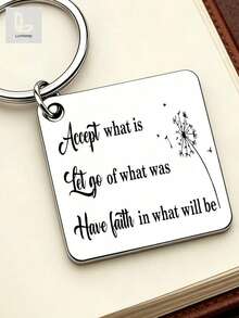 "Accept What Is, Let Go Of What Was" Llavero inspirador – Recordatorio consciente para mujeres – Etiqueta cuadrada elegante con diente de león y mensaje de fe – Perfecto para terapia, apoyo en el duelo o recordatorio diario para abrazar el ahora - A - Ver 5