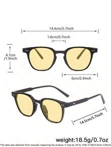 1 Pair Cool Men's Minimalist Large Frame Colored Lens Fashion Glasses, Soft High-Definition Lenses With UV Protection And Sunshade, Suitable For Spring/Summer Driving, Commuting, Outdoor Travel And Outfit Matching - Multicolor - View 9