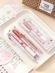 2/4pcs Strawberry Chocolate Scented Pen Set: 0.5mm Retractable Ballpoint Pens, Includes 1 Scented Pen And 1 Erasable Pen, Quick-Drying Black Ink, Suitable For Writing, Ergonomic Grip, Ideal For Study, Exams And Office Use - A - View 2