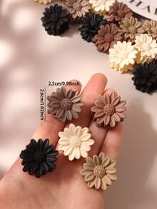 10/20/30pcs Brown 2.5cm Daisy Hair Claw Clips Small Size Side Bangs Hair Clips Casual Versatile Hair Accessories (Random Color) - Multicolor - View 5