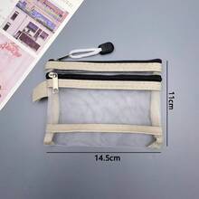 2/3 Packs Double-Layer Transparent Mesh Zipper Pouch, Coin And ID Storage Bag, Organizer For Keys, Earphones, Lipstick, Etc - Multicolor - View 3