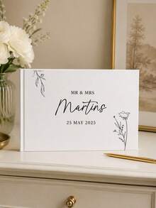 Personalized Wedding Guest Book, Personalized Linen Cover Photo Album, Guest Reception Book, Customized Engagement Keepsake Book, Wedding Signature Book, Wedding Commemorative Gift - Multicolor - View 6