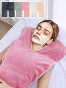 1/2pcs U-Shaped Towels, Reusable Soft Microfiber Neck Towels For Beauty Salon Spa Massage Facial Care, Size 23.62*15.75 Inches (60*40 Cm), Suitable For Beauty Salon Care - Pink - View 2