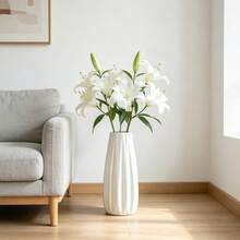 French Style White Ceramic Plastic Vase, Minimalist Luxury Home Decor Flower Arrangement Ornament, Living Room Decorative Vase - A - View 6