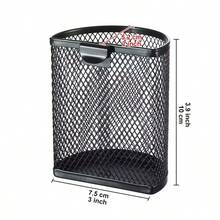 Side-Mount Creative Semi-Circular Magnetic Pen Holder, Office Desk Student Stationery Makeup Brush Metal Mesh Storage Box - A - View 6