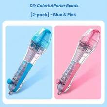  2Pcs DIY Pixel Bead Pen Set Blue Pink - Beginner Friendly Handcraft Pixel Bead Tool - Multicolor - View 2