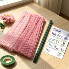 [Customer Favoriate]112pcs Craft Supplies Ultra Dense Chenille Stems, Multi-Color, Including 100pcs Pipe Cleaners, 10pcs Flower Stems, 1pc Floral Tape& 1 Tutorial Video, For DIY Handmade, Chenille Stems Flower Set, Christmas Pipe Cleaners Craft Set - DIY Bouquet Kit - View 17