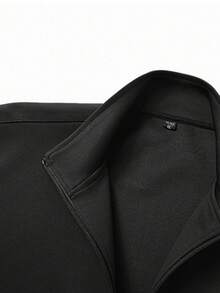 AHTELB Setelan Sweatshirt Olahraga Kasual Pria Musim Semi/Gugur 2 Potong, Jaket Sweatshirt Berresleting dengan Celana Sweatpants Berkerah Hitam - Hitam - View 3