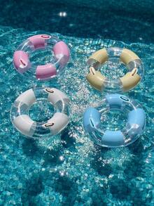1 pieza Anillo de natación transparente con bloques de color macaron y lentejuelas, con asa opcional, flotador inflable para piscina para adultos, adecuado para nadar en la playa - Multicolor - Ver 1
